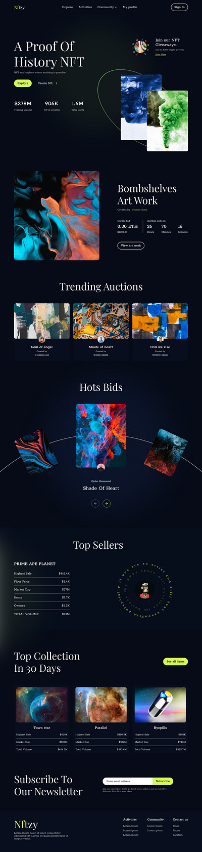 NFT Landing Page design figma landing page nft ui uiux website
