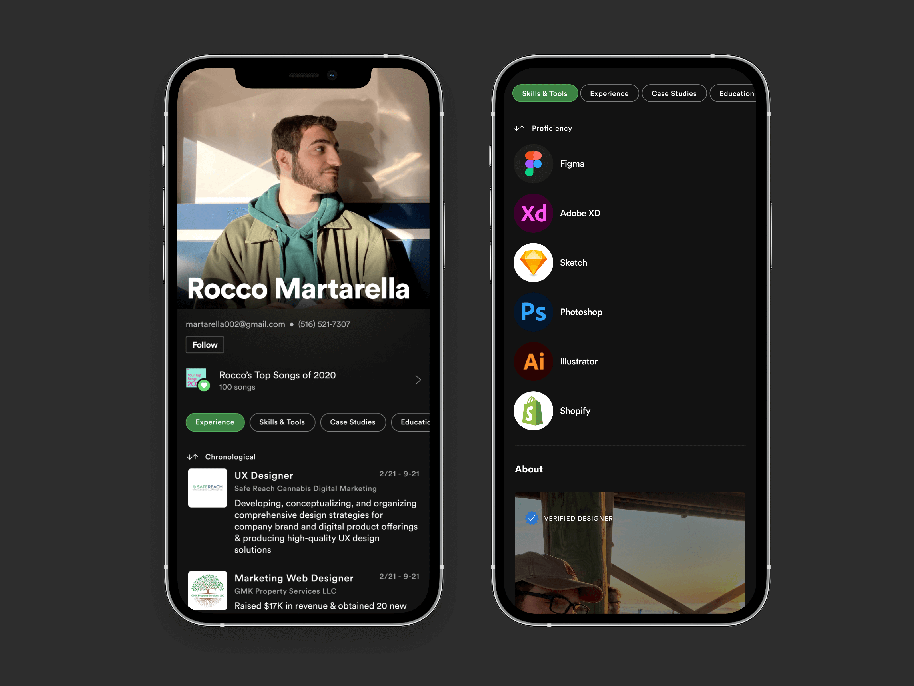 Spotify Interactive Resume app concept design prototype spotify ui ux design