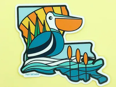 Louisiana Pelican Blues sticker illustration louisiana sticker vector