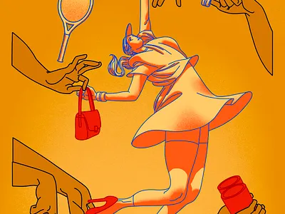 Racquet Mag - Misogyny on the Court athlete digital art drawing editorial editorial illustration illustration photoshop procreate sports tennis