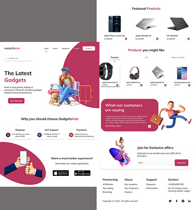 GadgetsHub home page animation ui