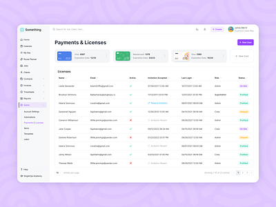 Table & Cards Design bank details cards crm interface subscriptions table ui ux