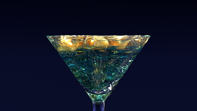 Golden Martini 3d animation design