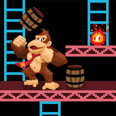 Donkey Kong 36daysoftype donkey kong illustration nintendo pixel smash bros vector video games