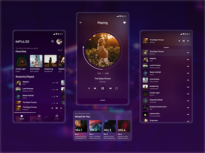 IMPULSE - Music Player App app design gradient mobile mobile app music player ui user interface ux