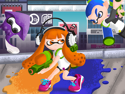 Inklings 36daysoftype fanart illustration inkling girl inklings nintendo smash bros splatoon vector