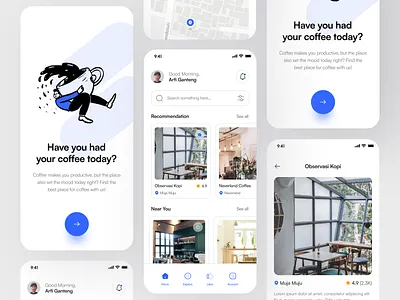 Kufie - Coffe Shop Mobile App ☕ app coffee coffee app coffee shop food food and drink food app food delivery location minimal mobile app ui ux