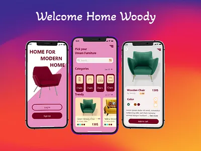 Woody Store Furniture E-Shop web&App UI/UX Design 3d animation branding design graphic design illustration logo motion graphics ui vector