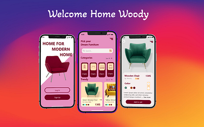 Woody Store Furniture E-Shop web&App UI/UX Design 3d animation branding design graphic design illustration logo motion graphics ui vector