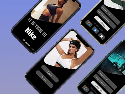 Nike Mobile App login re-design 3d animation branding design graphic design illustration logo motion graphics ui vector