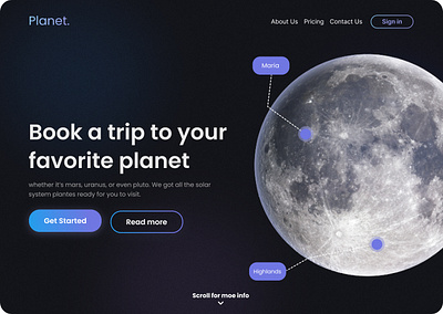 Planet Booking Concept Design 🧑🏼‍🚀 concept dark design future gradient graphic design hero landing moon nasa planet planets space spacex ui website