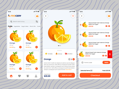 Frocery - Grocery Shop Mobile App android app cart page design graphic design grocery shop homepage ios app minimalistic design mobile app mobile app design shop page ui ui kit unique design ux