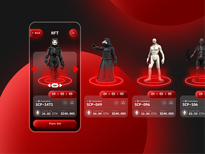 UI Case study: SCP_Next - NFT Game design explore game game ui graphic design mystery nft nft app nft game red ui ux web website