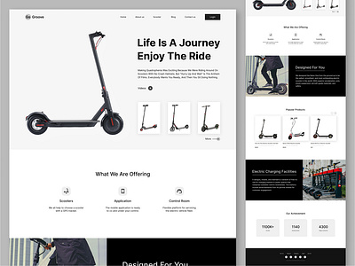 Electric Scooter Landing Page Design bitmate studio clean e commerce e commerce interface landing landing page landing page design minimal project scooter scooter landing page uiux ux ux ui design web webdesign website design websitedesign