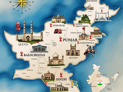 Pakistan Map Hand Drawn handdrawn map islamabad karachi lahore map design pak map design pakistan hand drawn map pakistan map sindh