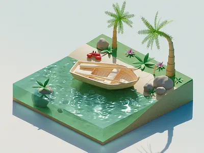 Sunny beach 3d 3d art 3d modeling art blender design illustration modeling render