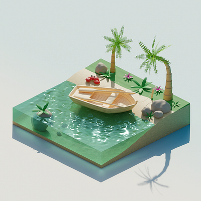 Sunny beach 3d 3d art 3d modeling art blender design illustration modeling render
