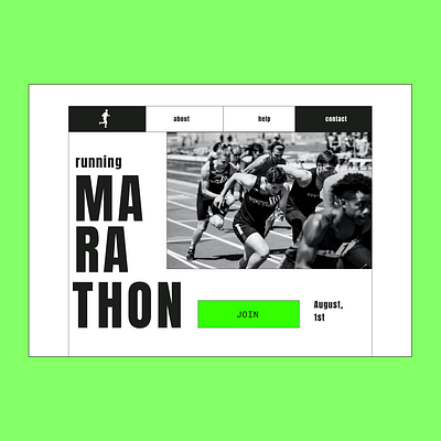 Main page concept for running marathon design graphic design ui uiux uiux design ux webdesign