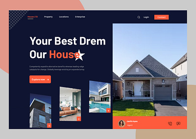 Real Estate Landing Page architect architecture building dark design graphic design header home homepage landing page layouts popular property real estate typography ui unique ux