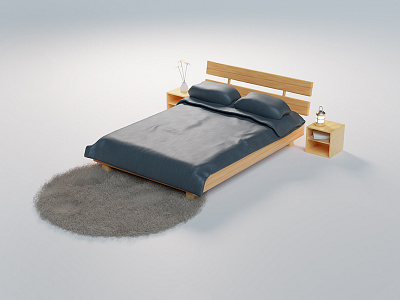 Bedroom 3D study 🛏️ 3d aerial bed blender light material moody scene shot texture