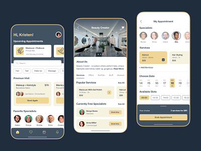 Beauty Services Booking App app app design application beauty service booking clean haircut interface ios makeup mobile app mobile design online booking product product design startup ui user interface ux ux ui design