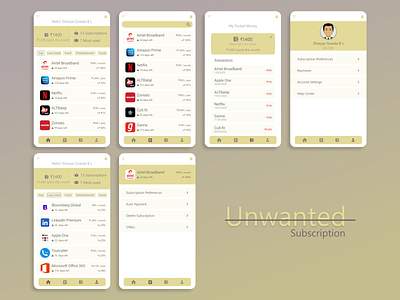 Unwanted Subscriptions App graphic design ui