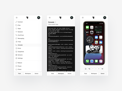 Corellium App — Mobile android app console corellium development device ios iphone mobile product responsive security testing tools training ui ux virtual virtualize workspace