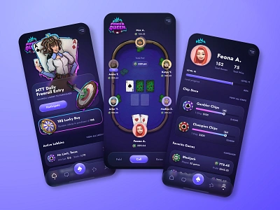 Poker Queen: Mobile app app application betting blockchain card casino casino gambling gambling game game ui illustration ios jackpot mobile online platform poker slots user experience user interface design