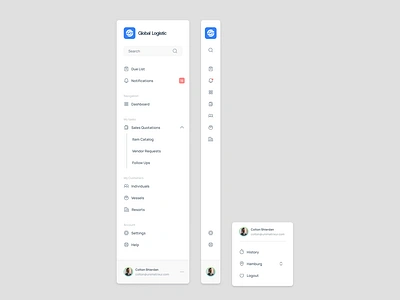 Left Side Menu - UI Pattern app design b2b apps b2b plaftorm complex component component example dark mode design system left side menu logistic ui ui pattern uiux user experience user interface ux