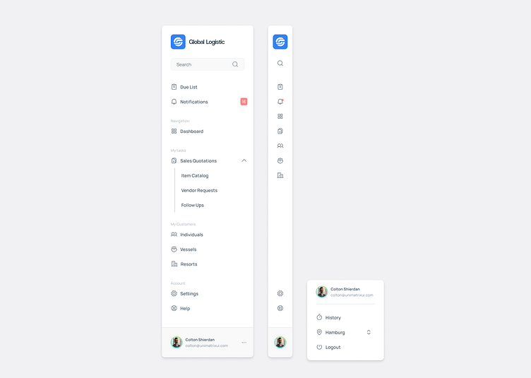 Left Side Menu - UI Pattern by Tomasz Trefler on Dribbble