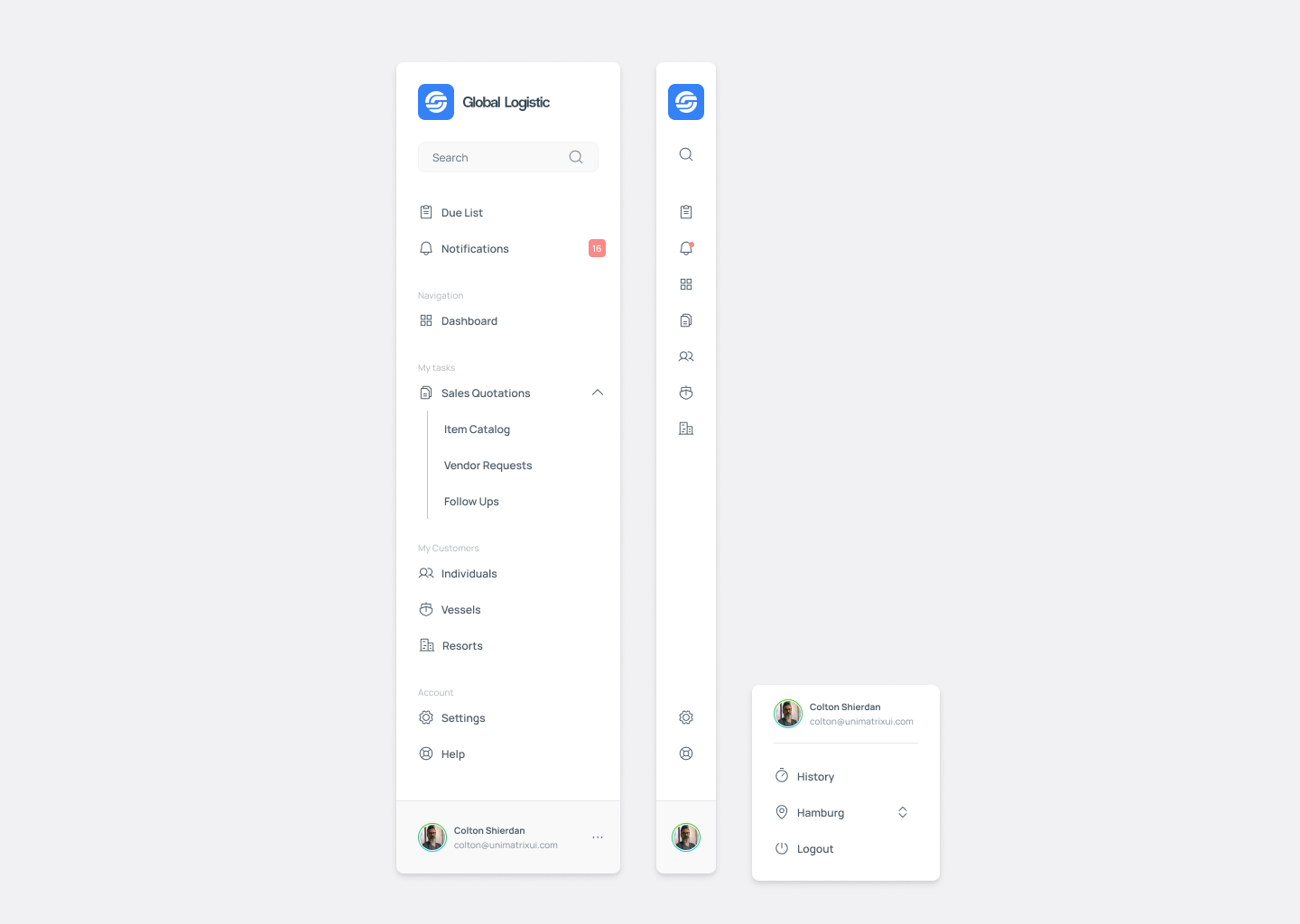 Left Side Menu - UI Pattern by Tomasz Trefler on Dribbble