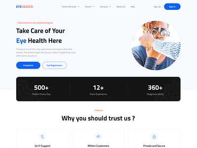 Eye Health - Medical Landing Page Design clinic web custom web design doctor care eye care eye clinic eye doctor eye health eye hospital health care website hospital web landing page design medical medical health medical landing page medical web ui ui ux ui ux design web design website design