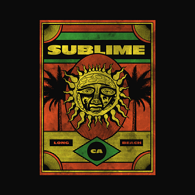 Sublime - Merch Design abstract apparel band merch band merchandise beach design distress distressed illustration license merchandise miami palm tree retail shirt sublime texture tshirt typography vintage