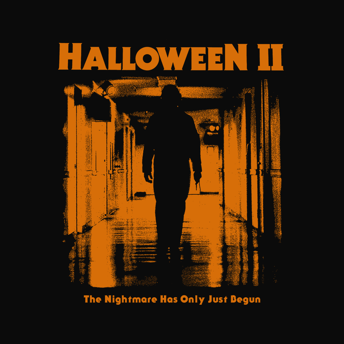 Halloween II - Merch Design abstract apparel design franchise halloween horror illustration license licensing logo merchandise michael myers movie retail shirt spooky texture tshirt typography vintage