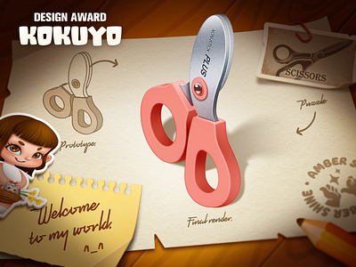 KOKUYO_Scissors game icon illustration ui