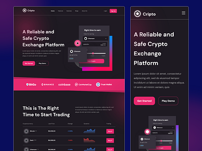 Cripto - Crypto Exchange Landing Page crypto crypto landing page crypto platform crypto ui cryptocurrency cryptocurrency landing page cryptocurrency platform cryptocurrencylandingpage cryptoui design finance landing page landing page ui landingpage resposivelandingpage ui uidesign ux ux landing page web