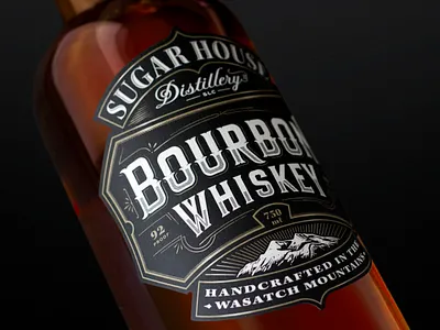 Sugar House Distillery alcohol branding design illustration label lettering logo packaging typography