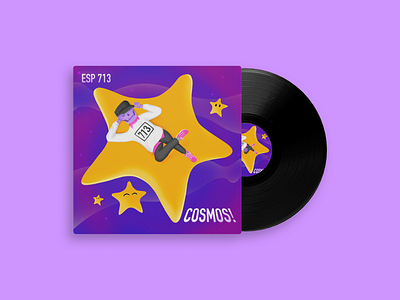 Album Cover : ESP 713 - COSMOS! album cover branding clean colors cover design graphic design illustration music music album cover purple skeleton star ui