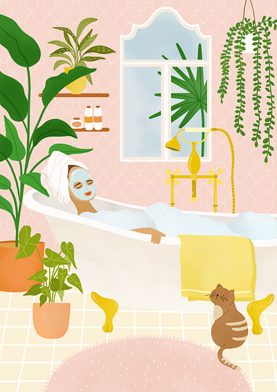 Selfcare girl in bathroom