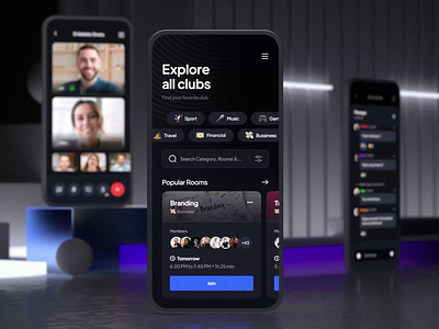Clubhouse App Exploration 3d animation animation app chat clubhouse conversation discord group chat live livestream meeting messenger mobile online meet room ui video call zoom