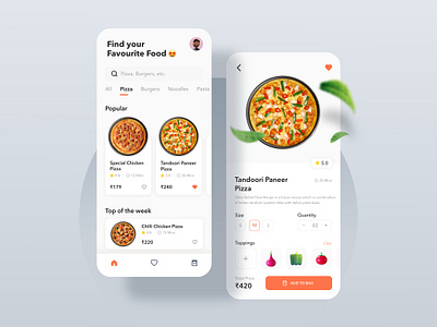 Pizza App Design design graphic design illustration pizza pizzaapp ui uidesign