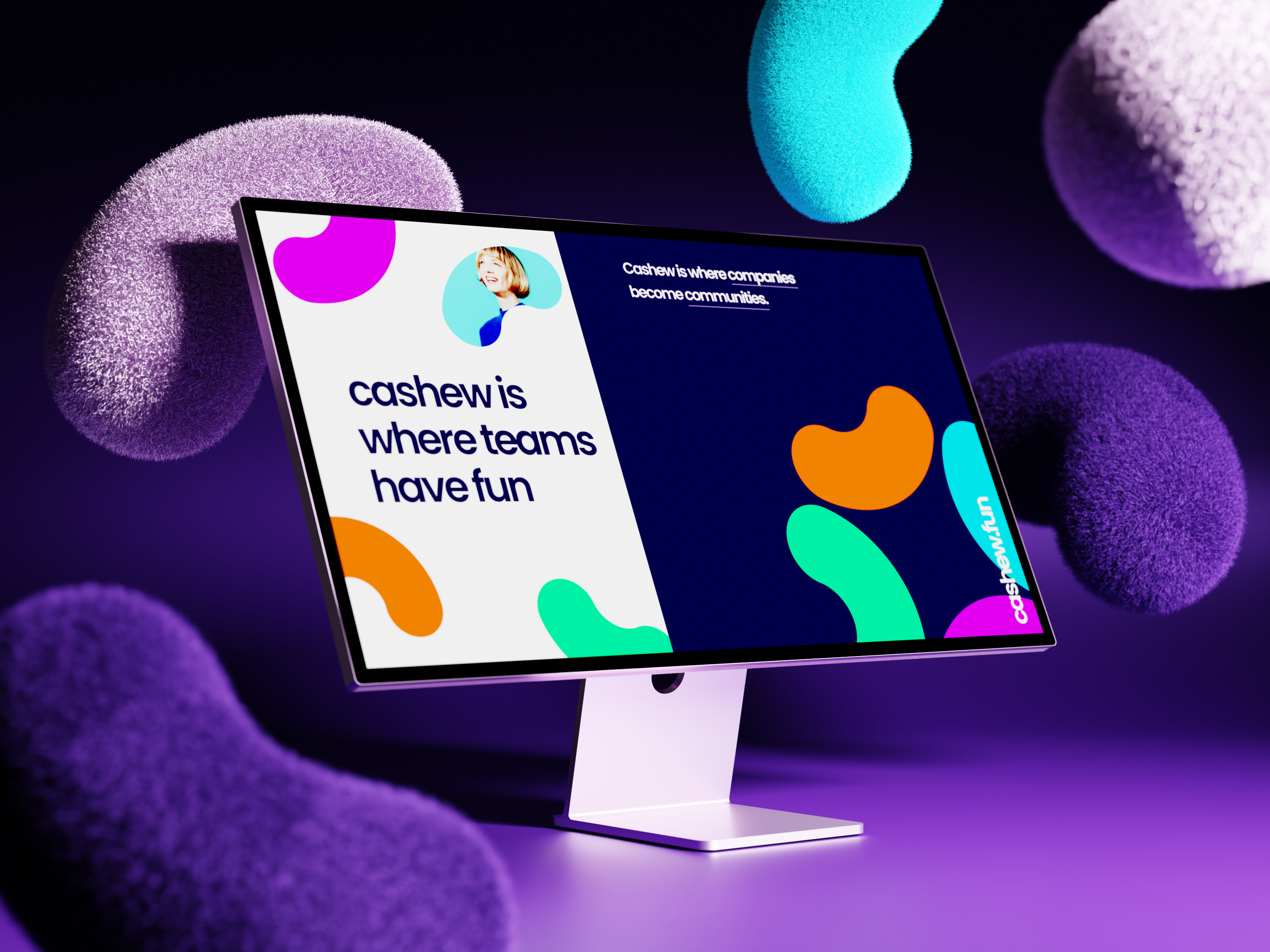 Cashew Brand Experiment 3d 90s apple bean blender brand branding cgi cheerful community design friendly fun logo mac studio pink purple studiodisplay trend trending