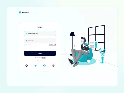 Landino Login Page aura blur clean login login page login ui minimal sign up sign up page ui ui design uiux website login