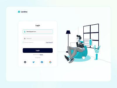 Landino Login Page aura blur clean login login page login ui minimal sign up sign up page ui ui design uiux website login