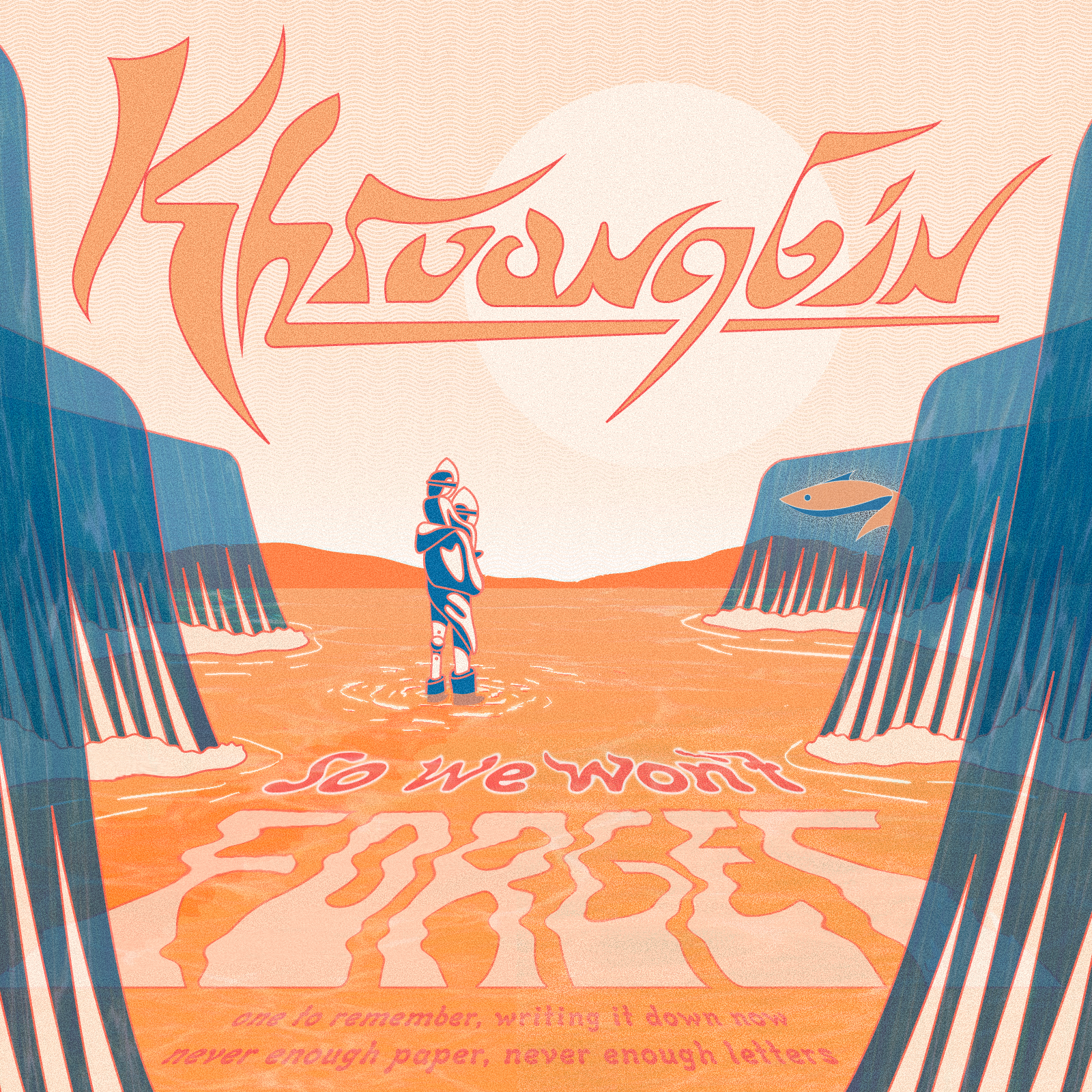 Khruangbin fish gig illustration khruangbin lettering line art music ocean people procreate retro typography water