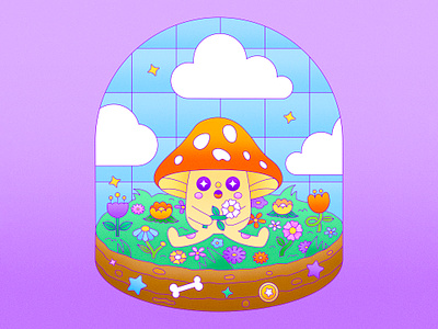 Peachtober22: Land cartoon character design character illustration childrens character colorful cute design earth field flat flowers ground illustration illustrator landscape mushroom plant texture vector whimsical