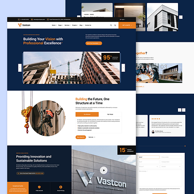 Vastcon Construction Landing Page branding ui