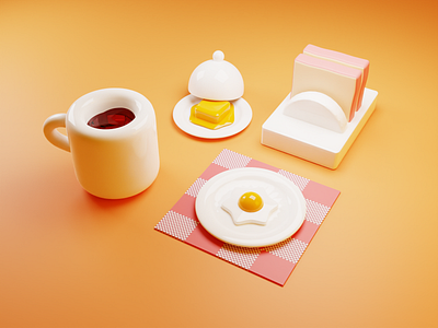 Breakfast 3d 3d art 3d illustration 3d model 3d modelling 3d render branding breakfast design illustration interface morning renders ui ui deisgn ux design