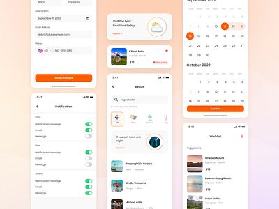 Moove - Collage Version card date design destination itinerary itinerary apps location minimal mobile mobile app mobile design trip ui ui kit ux