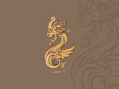 BERS - One horned dragon - HUNNU-001 art bers bersone design digital art graphic art graphic design hunnu illustration mongolia moshuart ondodesign vector